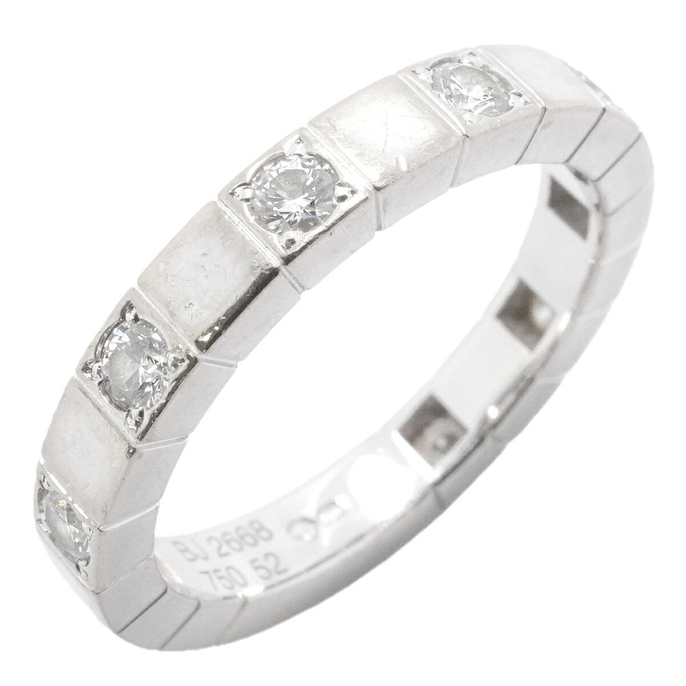 Cartier Lanieres Half-Diamond Ring, 18K White Gold, Diamond, Size 52, Women's